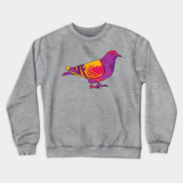 Rainbow Pigeon Crewneck Sweatshirt by polliadesign